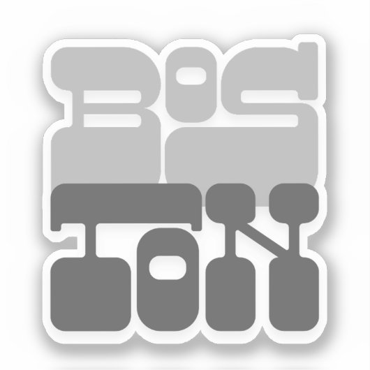 ボストン マサチューセッツ グレー風船文字 シール (正面)