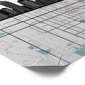 ボストン・マサチューセッツ・シティ・スカイラインと地図 ポスター (角)