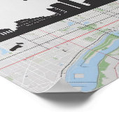 ボストン・マサチューセッツ・シティ・スカイラインと地図 ポスター (角)
