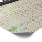 ボストン・マサチューセッツ・シティ・スカイラインと地図 ポスター (角)