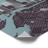 ボストン・マサチューセッツ・シティ・スカイライン地図ポスター ポスター (角)