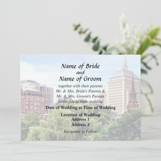 ボストン マサチューセッツ - ボストン公共庭園からの眺め 招待状 (スタンド正面)