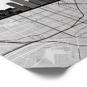 ボストン+マサチューセッツ+都市のスカイラインと地図 ポスター (角)