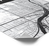 ボストン+マサチューセッツ+都市のスカイラインと地図 ポスター (角)