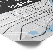ボストン+マサチューセッツ+都市のスカイラインと地図 ポスター (角)
