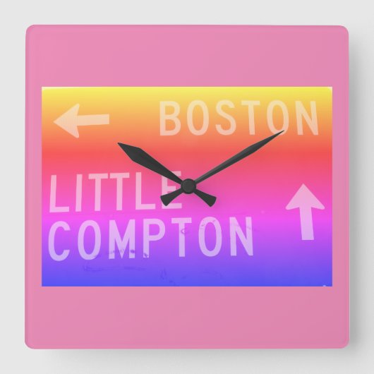 ボストン、リトルコンプトン、RIレインボーサイン スクエア壁時計 (正面)