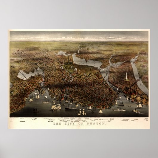 ボストン – 1873年（パーソンズとアトウォーター）ビッグマップブログ ポスター (正面)