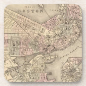 ボストン(1880年)のヴィンテージの地図 コースター (正面)