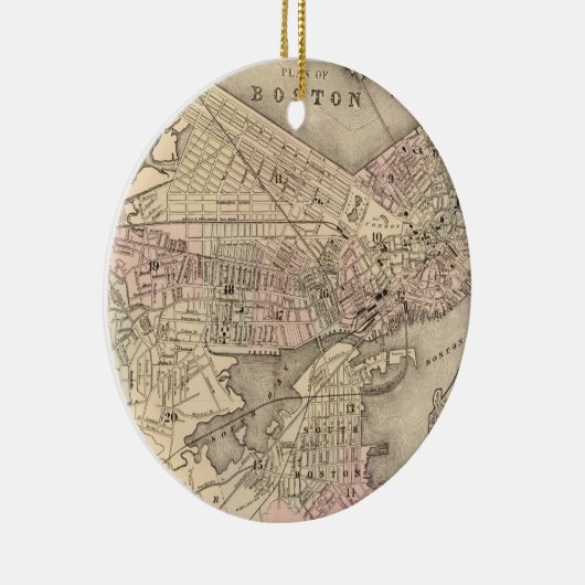 ボストン(1880年)のヴィンテージの地図 セラミックオーナメント (右)
