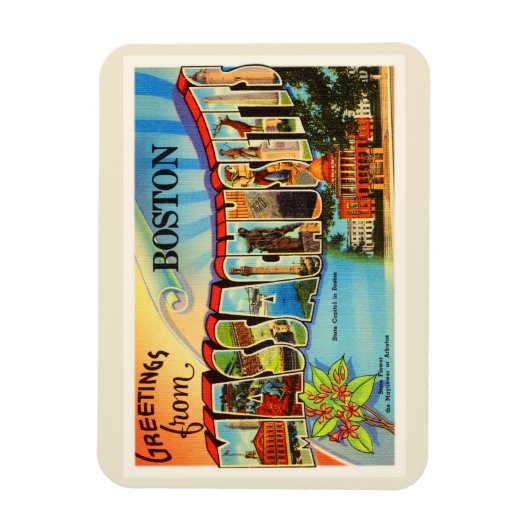 ボストン#2 Massachusetts MAヴィンテージ旅行お土産 マグネット (縦)