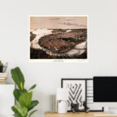 ボストン、MAパノラママップ – 1877 ポスター (ホームオフィス)