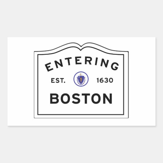 ボストンMAに入る 長方形シール (正面)