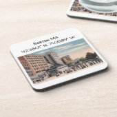 ボストンMAマップ座標ヴィンテージスタイル コースター (左側)