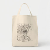 ボストンMA最小主義の都市通り地図の暗いデザイン トートバッグ (正面)