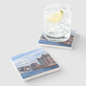 ボストンMA – ファイアボートがボストンのインナーハーバーにドッキング ストーンコースター (横)