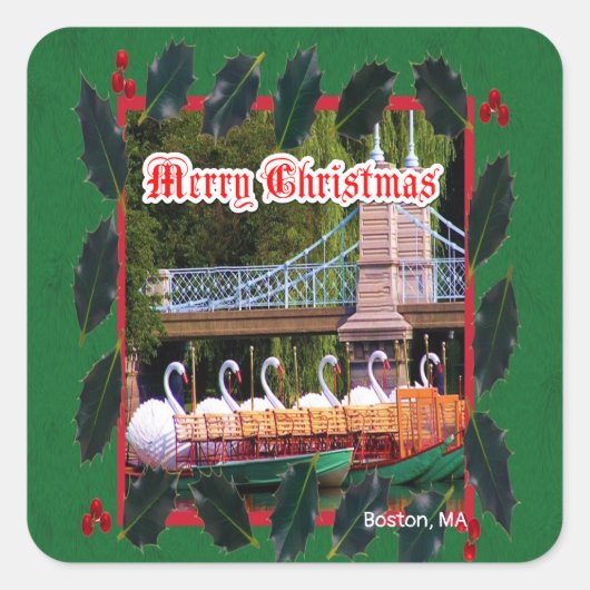 ボストンMA – メリークリスマス スクエアシール (正面)