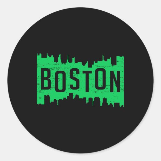 ボストンUSAシティシティースケープおもしろいスカイラインギフトアイディア ラウンドシール (正面)