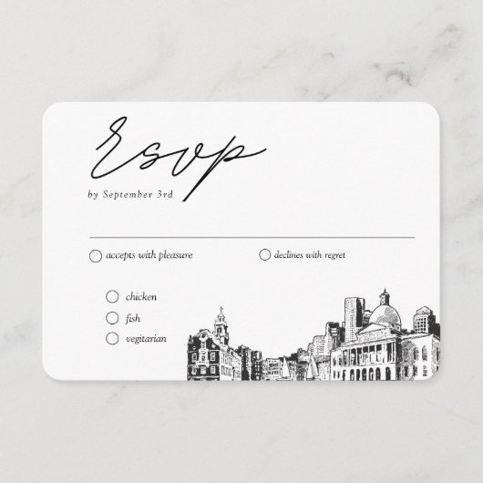 ボスト結婚ンのRSVP伝統的 Mealオプション エンクロージャーカード (正面)
