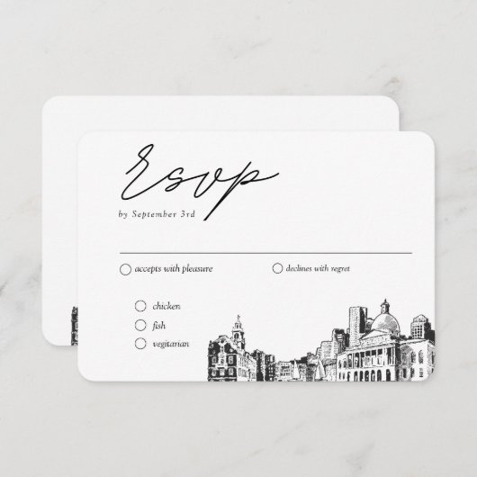 ボスト結婚ンのRSVP伝統的 Mealオプション エンクロージャーカード (正面/裏面)