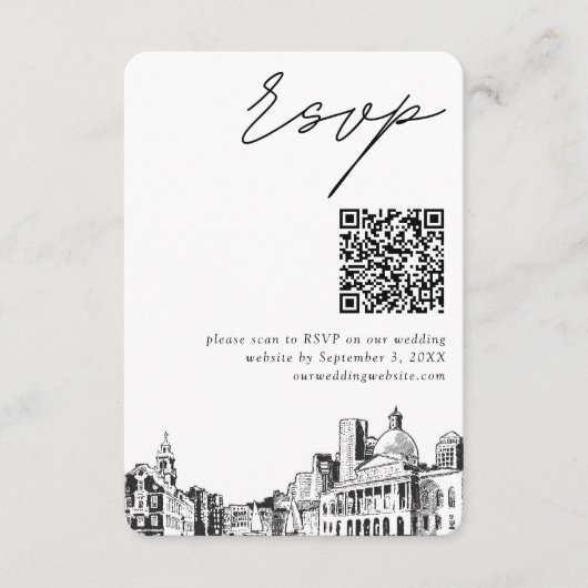 ボスト結婚ンのRSVP QRコーモダンド エンクロージャーカード (正面)