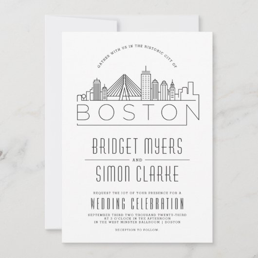ボスト結婚ン |スタイル化されたスカイライン招待状 招待状 (正面)