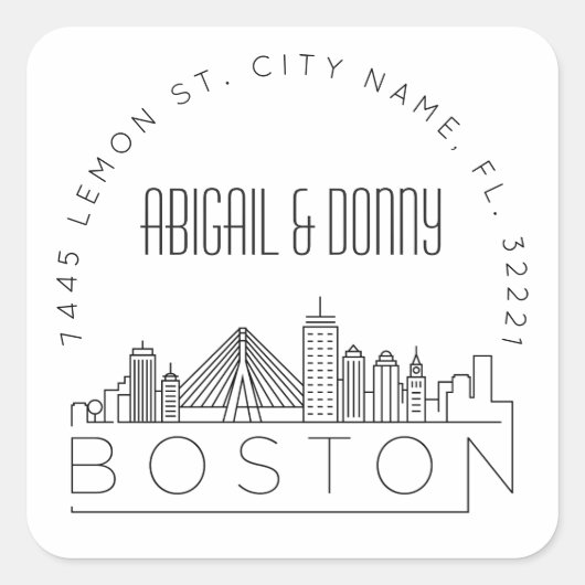 ボスト結婚ン |事前にアドレス指定された封筒用シール スクエアシール (正面)