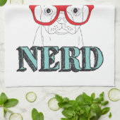 ボスト頭が切れるン・テリア黒白かわいい子犬 キッチンタオル (折り畳み)