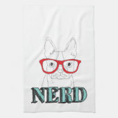 ボスト頭が切れるン・テリア黒白かわいい子犬 キッチンタオル (縦)