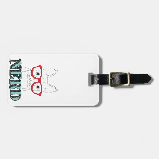 ボスト頭が切れるン・テリア黒白かわいい子犬 ラゲッジタグ (正面横)