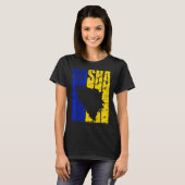 ボスナ動揺してシルエットヴィンテージボスニア国旗 Tシャツ (正面フル)