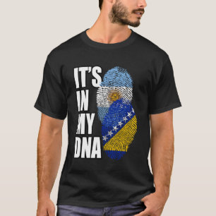 ボスニアとアルゼンチンのミックスDNAフラグ伝統 Tシャツ