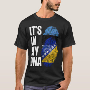 ボスニアとエストニアのミックスDNA国旗の伝統 Tシャツ
