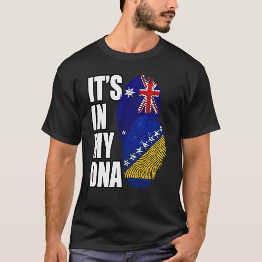ボスニアとオーストラリアのミックスDnaフラグ伝統 Tシャツ (正面)