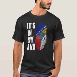 ボスニアとチェコのミックスDNAフラグ伝統 Tシャツ
