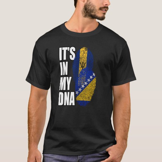 ボスニアとバルバドスミックスDNAフラグ伝統 Tシャツ (正面)