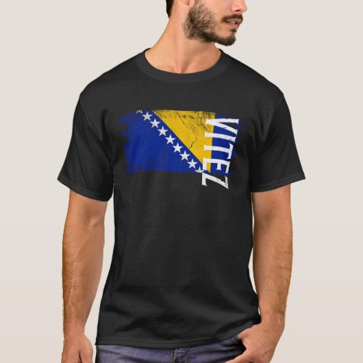 ボスニアの男性女性キッズ向けヴィテス・ボスニア国旗 Tシャツ (正面)