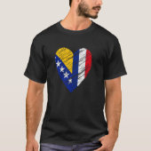 ボスニアハートフランスの国旗のボスニア国旗の愛 Tシャツ (正面)