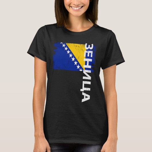 ボスニア人男性女性子供向けゼニカボスニア国旗 Tシャツ (正面)