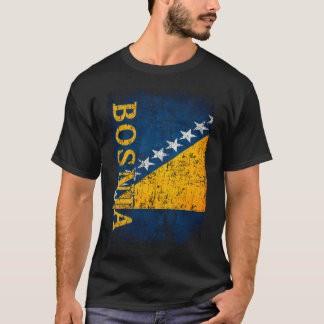 ボスニア国旗のギフト女性男性子供ボスニアレトロ Tシャツ