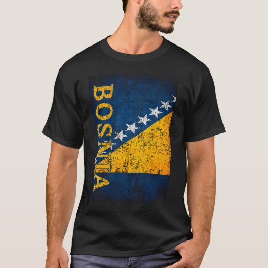 ボスニア国旗のギフト女性男性子供ボスニアレトロ Tシャツ (正面)
