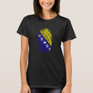 ボスニア国旗の指紋DNA Tシャツ