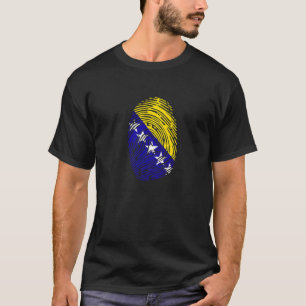 ボスニア国旗の指紋DNA Tシャツ