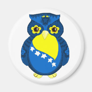 ボスニア国旗フクロウの磁石 マグネット