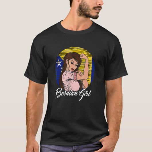 ボスニア国旗ボスニア・ヘルツェゴビナ・ボスニア・ガール Tシャツ (正面)