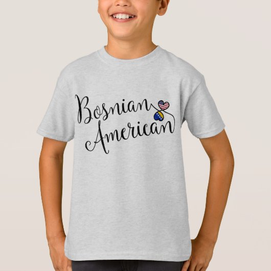 ボスニア系アメリカ人ハート Tシャツ (正面)