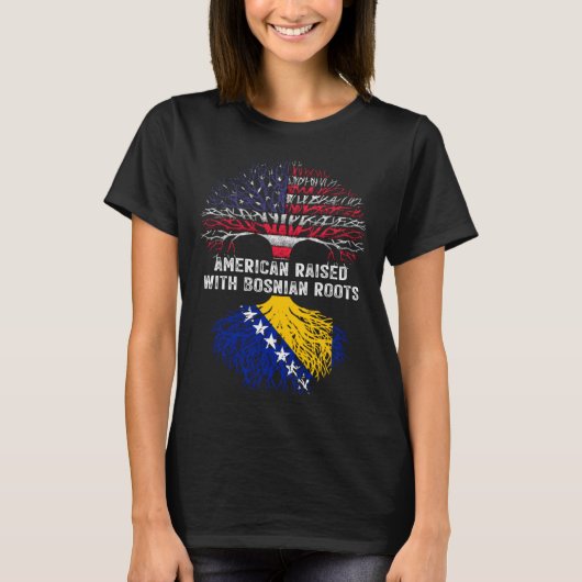 ボスニア語根で育ったアメリカ人ボスニア Tシャツ (正面)