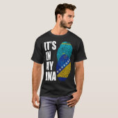 ボスニア・アンド・カザフスタンミックスDNA伝統国旗 Tシャツ (正面フル)