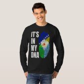 ボスニア・ジブチアンミックスDNA国旗の伝統 Tシャツ (正面フル)