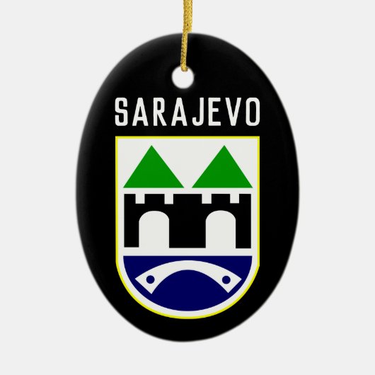 ボスニア・ヘルツェゴビナのサラエボ紋章 セラミックオーナメント (正面)