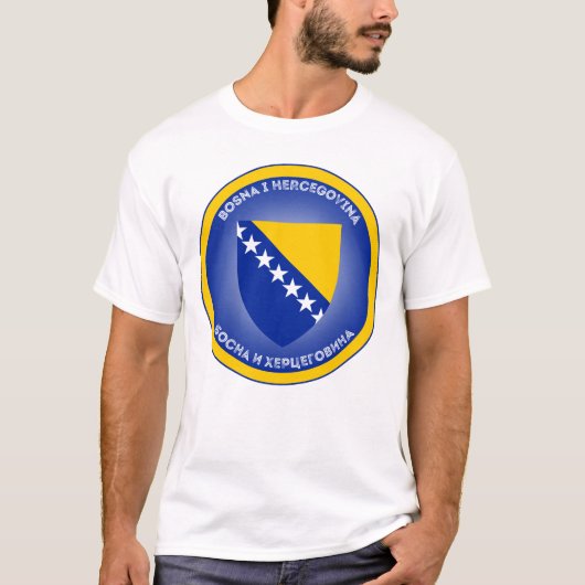 ボスニア・ヘルツェゴビナの国章 サークル Tシャツ (正面)